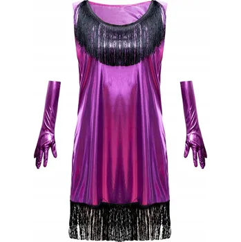 Karnevalový kostým Kostým GAMA Ewa Kraszek 20. léta – Flapper šaty + rukavice, velikost S/M, fialový