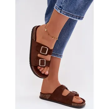 Dámské pantofle Dámské žabky s přezkami Oliena Barva: Béžová, Velikost: 38