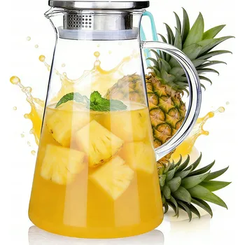 Džbán na NÁPOJE vodu šťávu limonádu skleněný s víkem 2L