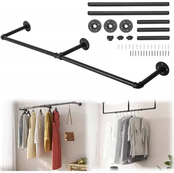 Věšák Šatní tyč nástěnná VĚŠÁK OCELOVÝ černý LOFT 120CM nový