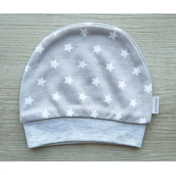 Kojenecká čepice AMÁLKA Bavlněná šedá čepička, hvězdičky Velikost: 56-62