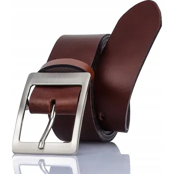 Opasek Pásek Pánský Kožený GRACIO Hnědý 155 cm ke kalhotám Stříbrný Spona Dárek