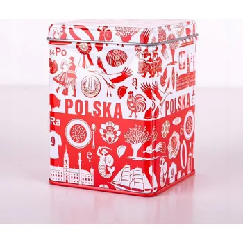 Dóza na potraviny PLECHOVÁ DÓZA NA ČAJ ZDOBENÁ POLSKÝMI SYMBOLY