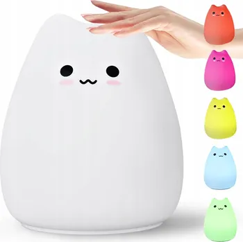 Lampička Noční lampa pro děti LED RGB kočka dotyková silikonová