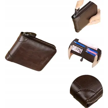 Peněženka Kožená PENĚŽENKA Pánská Zipová Kůže WILD Hnědá Velká RFID