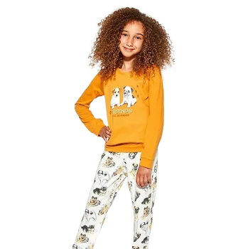 Dívčí pyžamo dlouhé Cornette 592-594/145 Dogs 98/104 Žlutá