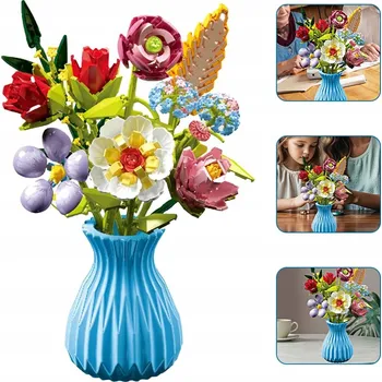 ostatní stavebnice STAVEBNICE PRO DĚTI KVĚTINY VE VÁZE KYTICE STAVEBNICE