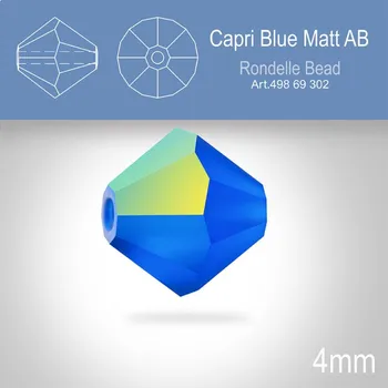 Dětské zboží PRECIOSA Bicone MC BEAD (sluníčko) velikost 4mm. Barva CAPRI BLUE Aurore Boreale MATT. Balení 30ks .