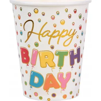 Party nádobí Papírové Kelímky s barevnými tečkami na narozeniny