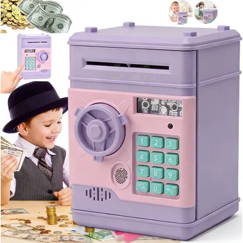 Pokladnička POKLADNIČKA SEJF BANKOMAT VELKÁ POKLADNIČKA PRO DĚTI NA MINCE BANKOVKY KÓD