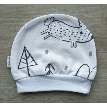 Kojenecká čepice AMÁLKA Bavlněná čepička králíček v lese Velikost: 74-80