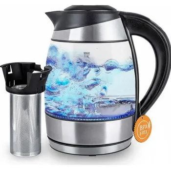 Varná konvice Rychlovarná skleněná konvice s regulací teploty, 1,8 l, 2200 W, černá - A TRESKO