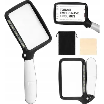 Lupa LED LUPA SKLO ZVĚTŠOVACÍ PRO ČTENÍ 3x ZVĚTŠENÍ S PODSVÍCENÍM