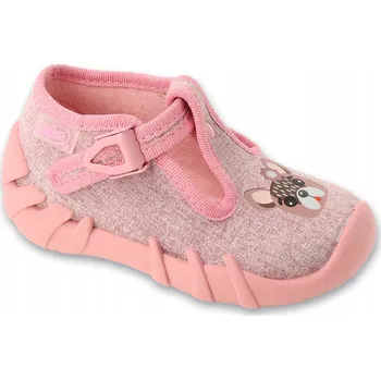 Dívčí bačkory Befado dětské papuče na suchý zip růžové, velikost 23
