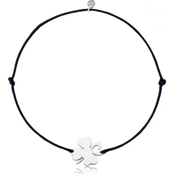 Náramek Náramek se čtyřlístkem na černé šňůrce