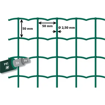 Pletivo Svařované pletivo, drát 2,5 mm, oko 50x50, výška 120 cm, 25 m, zelená