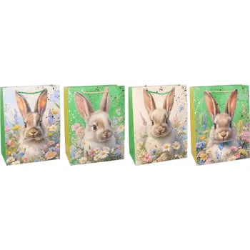 Dárková papírová taška M 26 × 32 × 10 cm – Velikonoční motiv zajíček