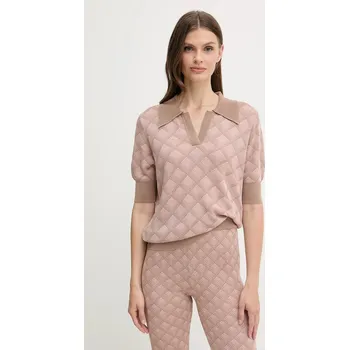 Pánské tričko Polo tričko se lněnou směsí Silvian Heach CHATZID GPA25202PO růžová 30X, vel. XL