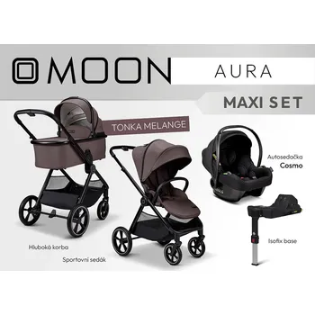 Kočárek MOON kombinovaný kočárek set Maxi Aura Tonka Melange