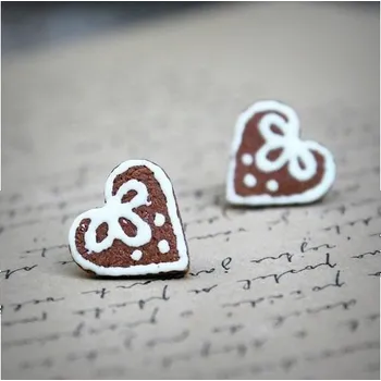 Náušnice CircusMind Sladké náušnice pecky Fimo - perníková srdíčka S0545