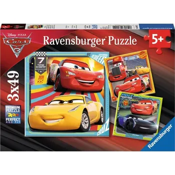 Puzzle Ravensburger Disney Auta 3: Na závodech 3 x 49 dílků