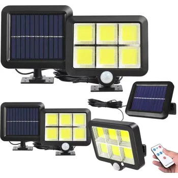 Sada 3ks LED solární světlo - reflektor 120 COB LED s modulárním solárním panelem, pohybový a soumrakový senzor, s dálkovým ovládáním (UŠETŘÍTE! Výhodné balení solárních světel)