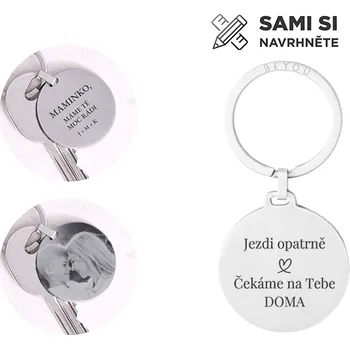 Klíčenka s vlastním motivem kulatá stříbrná