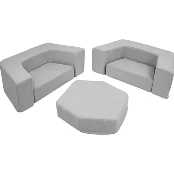 Pohovka Flumi modulární dětská pohovka z pěny 6 dílů Boucle šedá