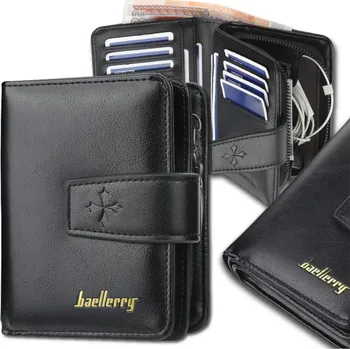 Peněženka Pánská elegantní kožená peněženka na patentku černá