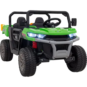 Dětské vozidlo Elektrické dětské auto pick-up 4x4 se sklopným korbou, dálkovým ovládáním a LED – zelené