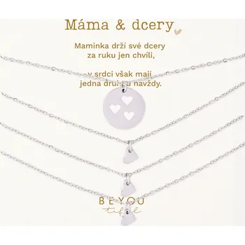 Souprava šperků BEYOU Dárková karta Máma & Dcery a set řetízků pro mámu a 3 dcery