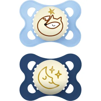 dudlíky MAM Dudlík silikonový Original Night 0+m (2ks)&nbsp;- modrý/tmavě modrý