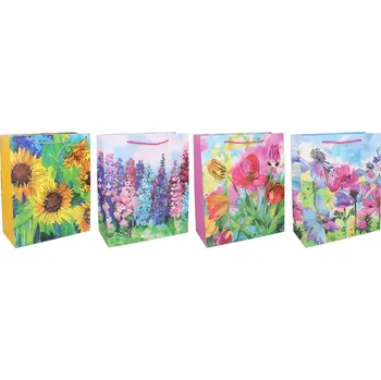 Dárková papírová taška S 18 × 23 × 8 cm – květinový design, celoroční