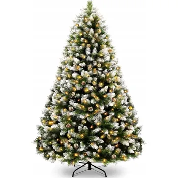 Vánoční stromek Umělý vánoční stromek PE+PVC, kovový stojan, 180 cm, 788 větviček, 220 teplých LED