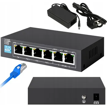 Switch Switch PoE 4x 100Mb/s PoE/PoE+, 2x RJ45 Uplink 100Mb/s, 60W Extralink Euros