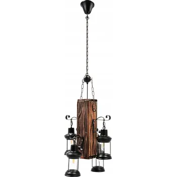 ČTYŘRAMENNÝ LUSTR 40W RETRO DŘEVĚNÝ LUSTR ZAVĚŠENÝ NA STROP