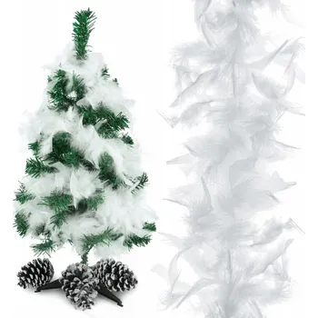 Vánoční dekorace PEŘÍČKOVÁ BOA HUSTÁ ŠÁLA GIRLANDA ŘETĚZ NA VÁNOČNÍ STROMEK vánoční řetěz BÍLÁ