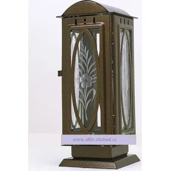 Smuteční dekorace Svítilna na postavení výstřih ovál oblá střecha - malá - starozlato