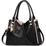 Dámská prostorná nákupní taška z kvalitní umělé kůže, černá, 40x25 cm s odnímatelným ramenním popruhem