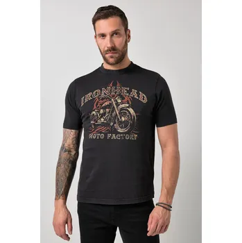 Pánské tričko JP1880, Plus size Tričko JP1880, krátké rukávy, potisk na hrudi, vintage vzhled, do 8XL pro plnoštíhlé nadměrná velikost, 846678100-1455, černý, 6XL, Plus size oblečení, Oblečení pro vysoké muže, Nadměrné velikosti, Oblečení pro plnoštíhlé.