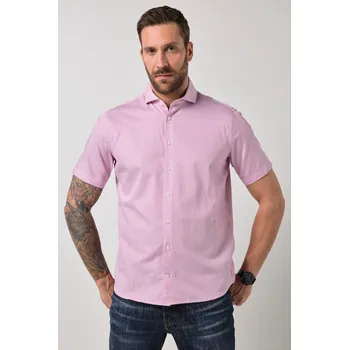 Pánská košile JP1880, Plus size Pruhovaná košile JP1880, business, krátké rukávy, žraločí límeček, Modern střih, do 8XL pro plnoštíhlé nadměrná velikost, 846157800-1460, růžový, XXL, Plus size oblečení, Oblečení pro vysoké muže, Nadměrné velikosti, Oblečení pro plnoští