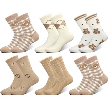 Dámské termo ponožky PESAIL ALPACA Damské clupaté termoponožky Medvídek MX603 4 párů Barva: Mix, Velikost: 35-38