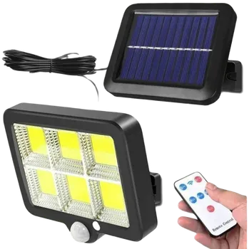 LED solární světlo - reflektor 120 COB LED s modulárním solárním panelem, pohybový a soumrakový senzor, s dálkovým ovládáním