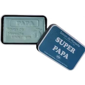 Koupelová kosmetika Dampa 1975 Marseillské mýdlo v dárkové plechové krabičce Super Táta 125 g