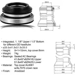 Hlavové složení Author ACO-HS40 Integrated černá Velikost: (28.6/ 41.8/ 51.8/ 39.8mm)