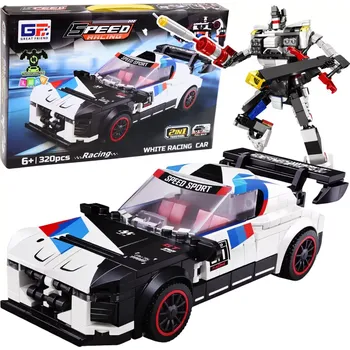 ostatní stavebnice Stavebnice 2v1 sportovní auto a robot, 320 dílků, bílá