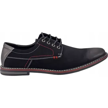 Pánské polobotky Elegantní pánské polobotky šněrovací společenské 26-273 černé vel. 44