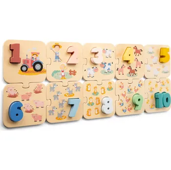 Hračka New Classic Toys Puzzle Učíme se číslice - Farma