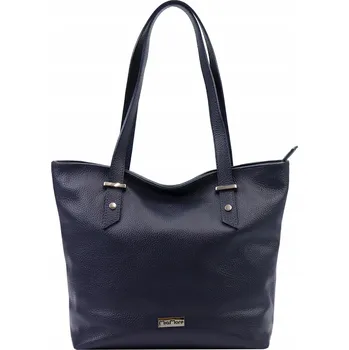 Kabelka Vera Pelle shopper kabelka z pravé kůže modrá