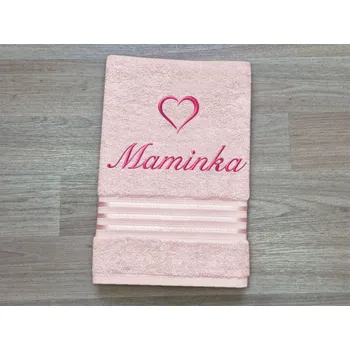 Ručník Ručník MAMINKA se srdíčkem 50x100 linie světle růžová